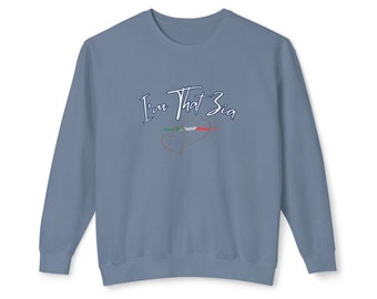 Unisex Lightweight Crewneck Sweatshirt - Italian - I'm That Zia - White Letters