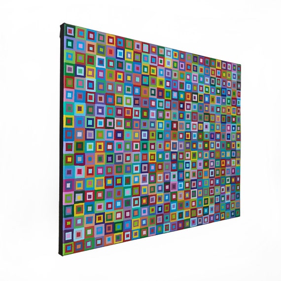 Items similar to MultiColor Painting ORIGINAL Modern Art Squares Colorful Wall Art Decor 18x24