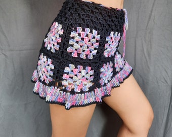 Crochet Summer Skirt, Crochet Granny Square Skirt, Crochet Beach Shorts, Handmade Summer Crochet Collection, Handmade Crochet
