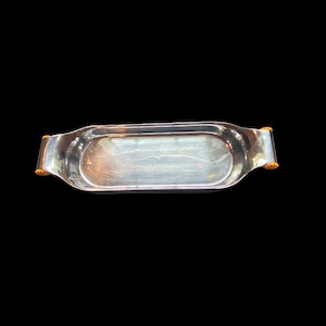 Vintage 1940s Art Deco Chase USA Chrome Tray with Carved Butterscotch Bakelite Handles.