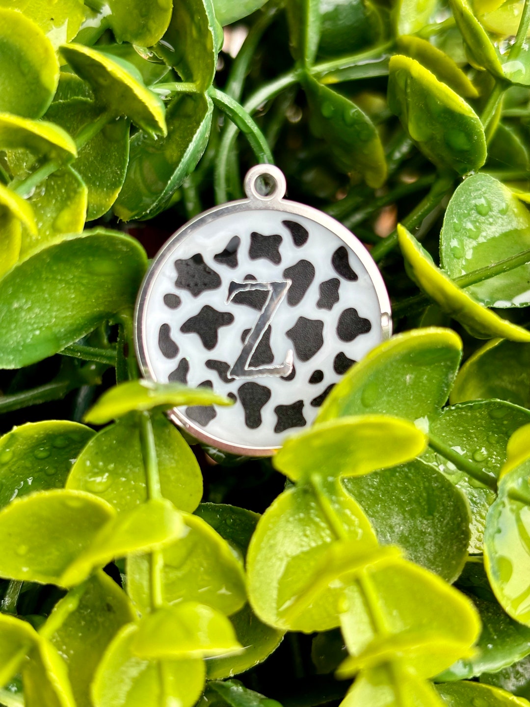 Round Cow Print Pendant Pet Tag, Dog Id Tag, Resin Dog Tags, Animal ...
