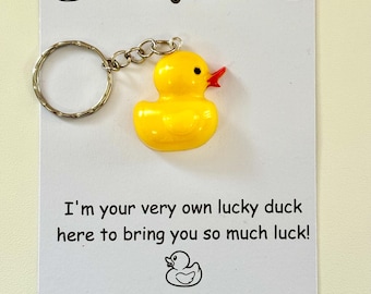 Lucky Duck Keychain: Handmade Resin Good Luck Charm