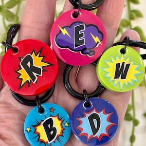 comic style pet id tags, resin dog tags, cute dog tags, collar id tags, pet accessories,