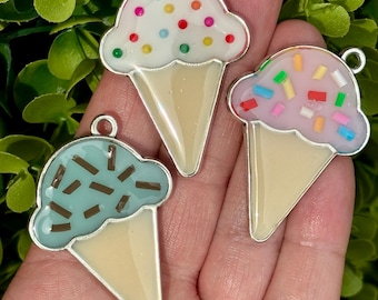 Ice Cream Pet ID Tag: Personalized Resin Dog Collar Charm