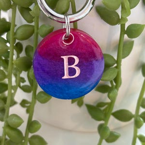 Round Resin Pet ID Tag: Personalized Initial Collar Charm