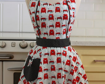 The MAGGIE Vintage Inspired - Red Chairs - Full Apron