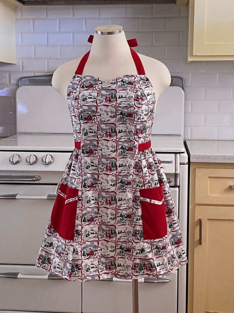 Retro Apron Plus Size - Christmas Snow Scene - BETTY Sweetheart ...