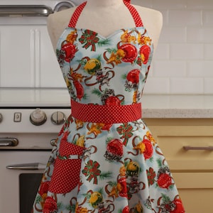 Retro Sweetheart Apron - Christmas Blue Kitty -  BELLA