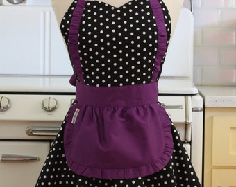 Apron French Maid Polka Dot with Purple Double Circle Skirt