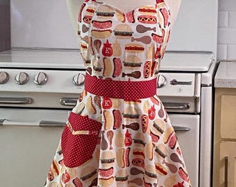 Sweetheart Apron - Retro Hot Dog and Hamburger - BELLA