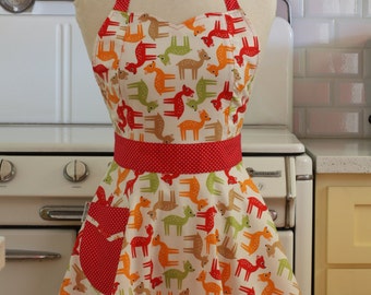 Retro Apron Bambi Deer on White - BELLA