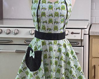 The MAGGIE Vintage Inspired - Green Chairs - Full Apron