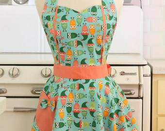 Apron Christmas Owls MAGGIE Retro Full Apron