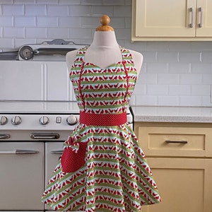Retro Apron - Cardinal Stripe - MAGGIE