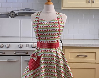 Retro Apron - Cardinal Stripe - MAGGIE