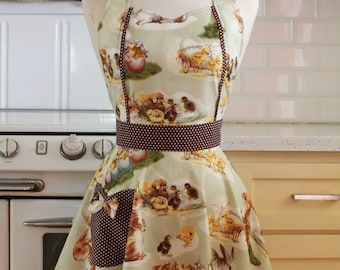 The MAGGIE Vintage Inspired Bunnies and Chicks Easter Full Apron