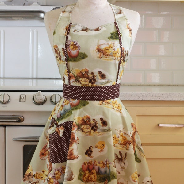 The MAGGIE Vintage Inspired Bunnies and Chicks Easter Full Apron