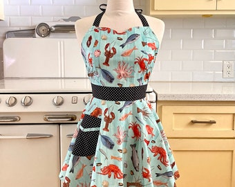 Retro Sweetheart Apron - Seafood, Lobster, Fish & Crab - BELLA