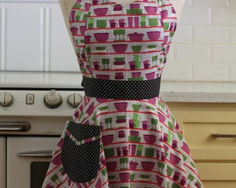 Retro Sweetheart Apron - Dishes on Shelves - BELLA