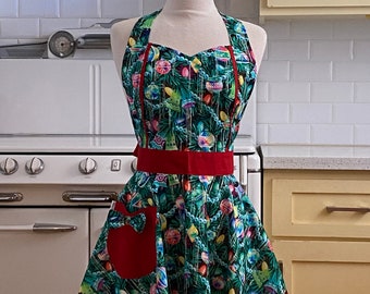 Retro Full Apron - Christmas Tree and Bulbs - MAGGIE