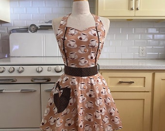 The MAGGIE Vintage Inspired - Cups of Coffee - Full Apron