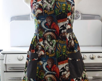 Retro Apron Plus Size Sweetheart Neckline Classic Horror Movie Full Apron BETTY