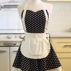 Apron French Maid Black and White Polka Dot with White Double Circle Skirt
