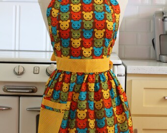 Apron Retro Style Animal Faces CHLOE Full Apron