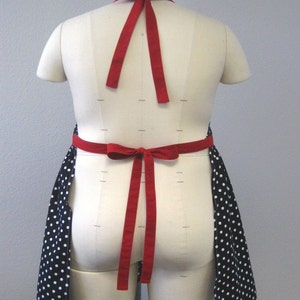 Retro Apron Plus Size Sweetheart Neckline Black and White Polka Dot with Red BETTY image 4