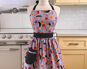 Retro Apron - Halloween Ghost and Owls - CHLOE