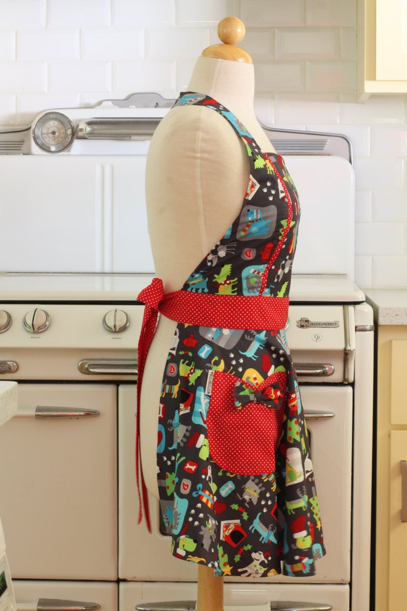 Apron Christmas Dogs MAGGIE Retro Full Apron image 2