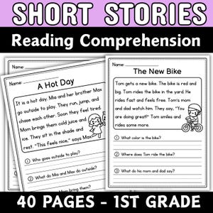 40-Page Reading Comprehension Activities for Beginner Readers | Printable Literacy Worksheets | Early Reading Skills Practice