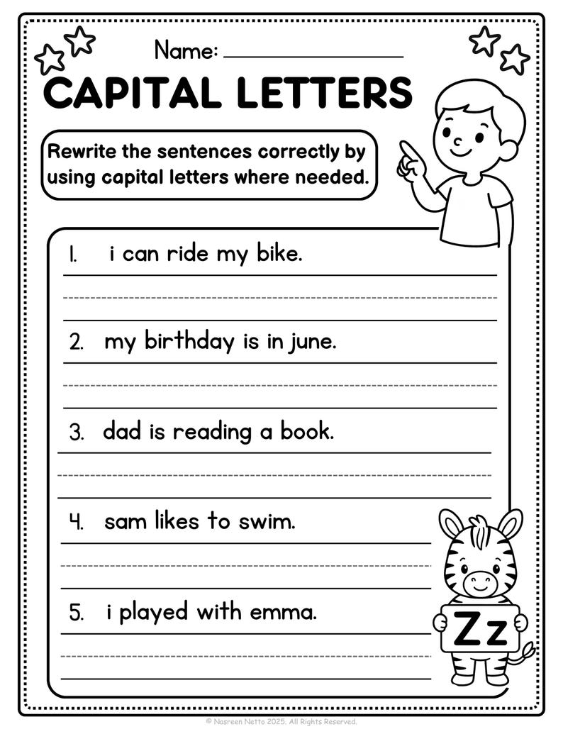 Capital Letters Worksheets for Kids 10 Printable Pages to Learn ...