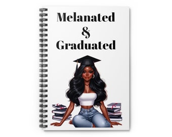 Black Woman Grad - Spiral Notebook - Ruled Line, E