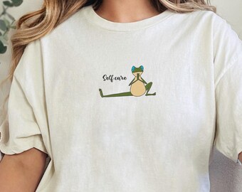 Embroidered Self Care Frog Shirt, Yoga Shirt, Funny Frog Lover Gift, Self Care Shirt, Gift For Her, Self Love Shirt, Self Care Gift