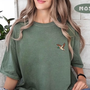 Embroidered Duck Shirt, Animal Lover Shirt, Embroidered Gift, Christmas Shirt, Mallard Duck Shirt, Flying Duck Shirt, Duck With Knife Shirt
