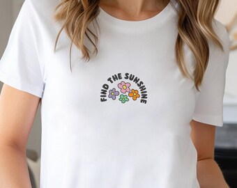 Embroidered Find The Sunshine Shirt, Sun Shirt, Sunshine Shirt, Retro Sunshine Shirt, Hello Summer Shirt, Beach Vacation Shirt, Ocean Shirt