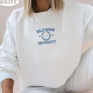 Embroidered Silly Goose University Sweatshirt, Silly Goose University Crewneck, Gag Gift, College Sweater, Funny Comfort Colors Sweater