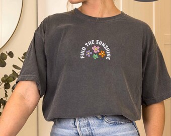 Embroidered Find The Sunshine Shirt, Sun Shirt, Sunshine Shirt, Retro Sunshine Shirt, Hello Summer Shirt, Beach Vacation Shirt, Ocean Shirt