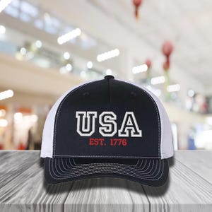 Embroidered USA 1776 Richardson Hat, 1776 4th of July Cap, Patriotic Hat, America est Hat, USA cap