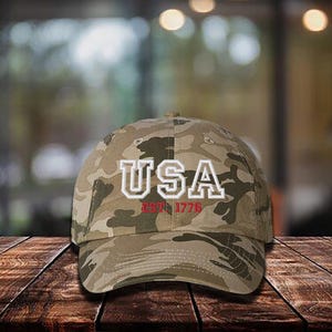 Embroidered USA 1776 Baseball Hat, 1776 4th of July Cap, Patriotic Hat, America est Hat, USA cap