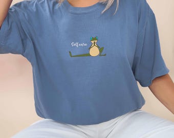Embroidered Self Care Frog Shirt, Yoga Shirt, Funny Frog Lover Gift, Self Care Shirt, Gift For Her, Self Love Shirt, Self Care Gift