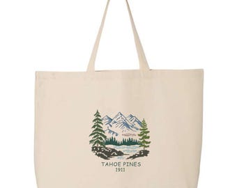 Embroidered Pine Tree Jumbo Tote Bag