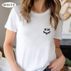 Embroidered X Smile Shirt, Happy Face Tee, Smile Shirt, Happy T-Shirt, Embroidered Tee, Motivational Shirt, Retro Happy Face Shirt