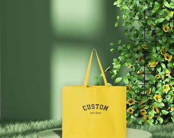 Embroidered Custom Text Tote Bag, Custom Text Here Bag, Cute Custom Text Bag, Minimal Monogram Bag, Personalized Monogram Bag