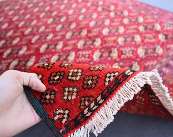 270x2600 Roter Turkmenischer Teppich: Handgeknüpfter Wollteppich aus Wolle / Wollgarn von Noyre