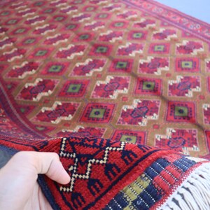 6 x 10 Fuß großer handgeknüpfter afghanischer turkmenischer Teppich: Weiches Wolle Bukhara Design