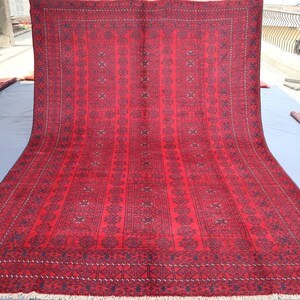 6x9 Ft Hand-Knotted Afghan Rug: Oriental Elephant Foot Design