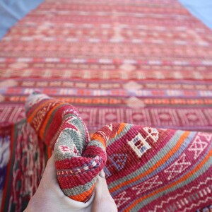 Alfombra Kilim antigua turcomana de 4 x 10 pies, alfombra Kilim ancha afgana, alfombra de lana vintage hecha a mano, alfombra oriental de tejido plano geométrico, Kilims