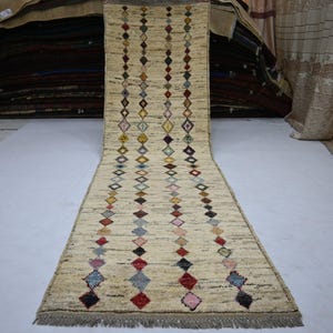 Afghan Turkmen Moroccan Runner Rug, Floral Moroccan Design Runner Rug, 3x10 Ft Wool Kitchen Entryway Rug Hallway Runner Rug Hallway Runner